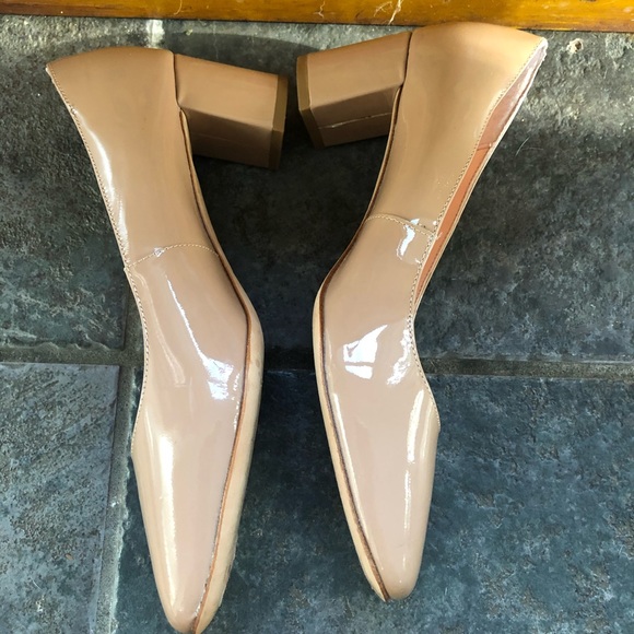 Kate Spade Nude Patten Leather Chunky Heels Sz 6M - Picture 5 of 7